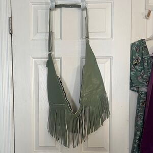 Fringed Green Shoulder Bag